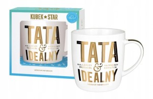 Kubek TATA IDEALNY KUBEK DLA TATY ZŁOTE LITERY HIT