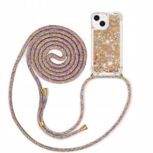 Etui zlote IPHONE 14 PLUS łańcuszek ruchomy piasek