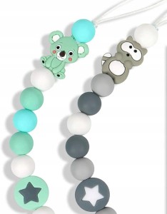 Zawieszka do smoczka 2x sowa koala smycz z klipsem