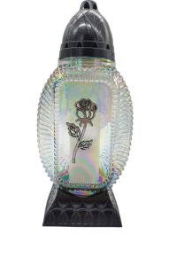 ZNICZ LAMPION CZARNY SREBRNA RÓŻA ELEGANCKI ZNICZ