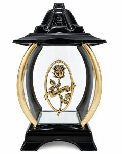 Elegancki CZARNY ZNICZ LAMPION RÓŻA